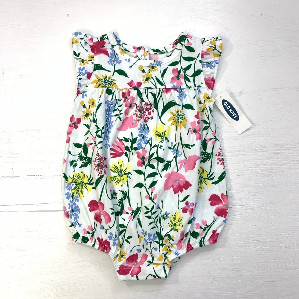 NWT baby girl printed jersey bubble romper Floral